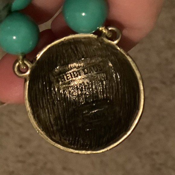 Heidi Daus Turquoise Beaded Necklace with Black Enamel & Clear Crystal Pendant - Picture 5 of 5